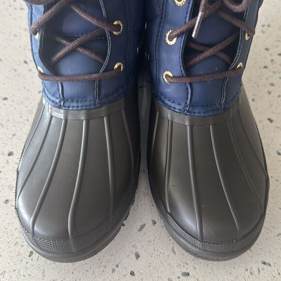 SPERRY Women’s Size 7 Waterproof Rubber Quilted Blue and Brown Rain Duck Boots - Picture 9 of 10
